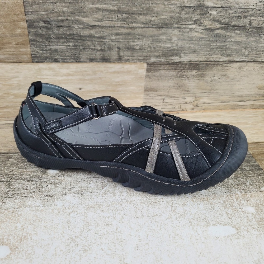 J-41 Womens Sport Sandals 8.5 M Midnight Dash T-Strap Comfort Flat KJ12DAS70